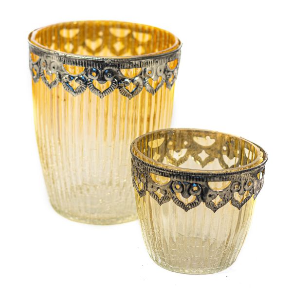 Fanal con vidrio craquelado