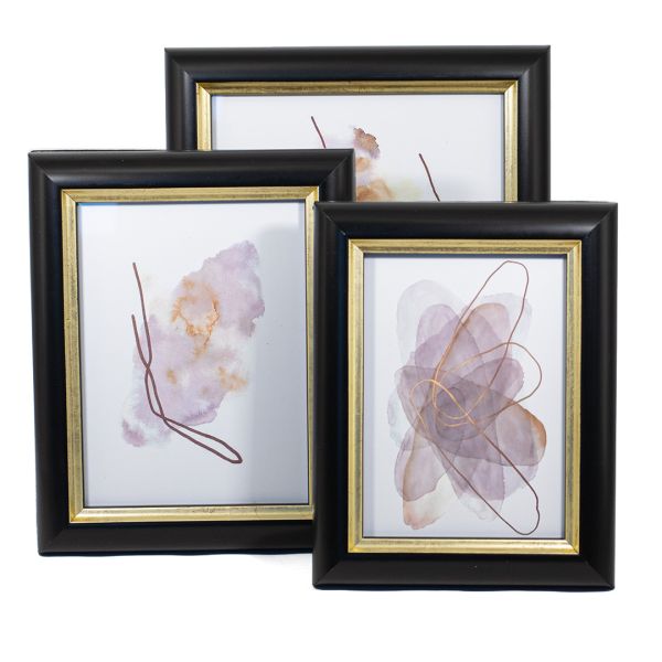 PORTARETRATO MARCO NEGRO CON BORDE DORADO