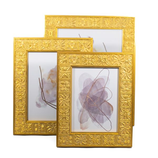 PORTARETRATO MARCO ORO CON FLORES