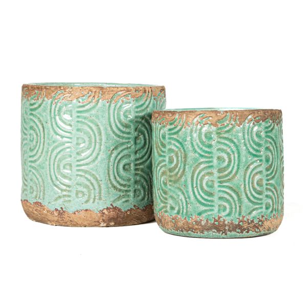 PORTAMACETAS CERAMICA AGUAMARINA