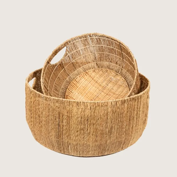 S/2 canastos redondos Jute