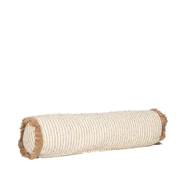 Almohadon Caramelo Lines  Con Flecos - 67 X 18 Cm