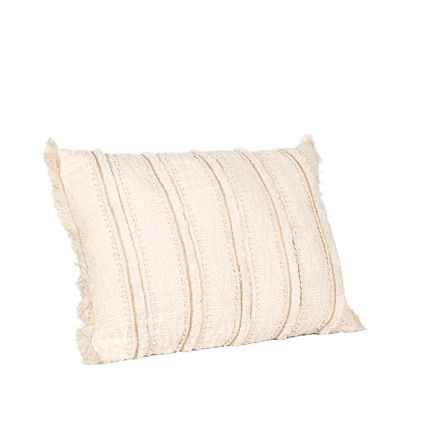 Almohadon Curl Bordado Con Flecos - 35 X 50 Cm