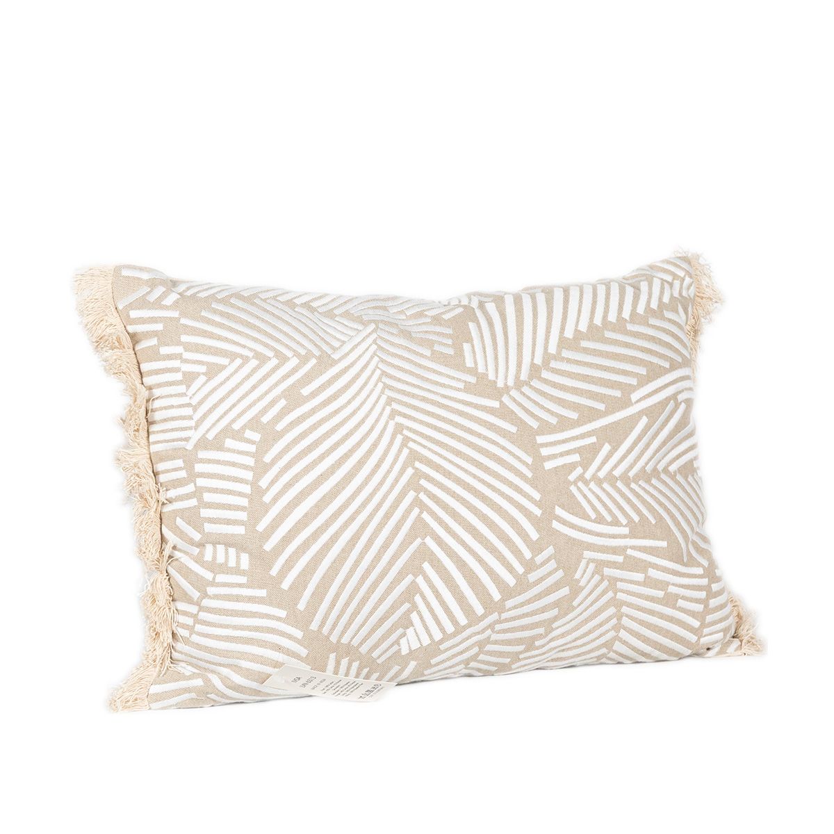 Almohadon Leaves Bordado Con Flecos - 35 X 50 Cm