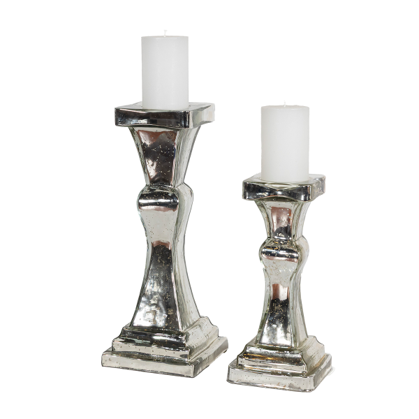 Candelabro Base Cuadrada Plata