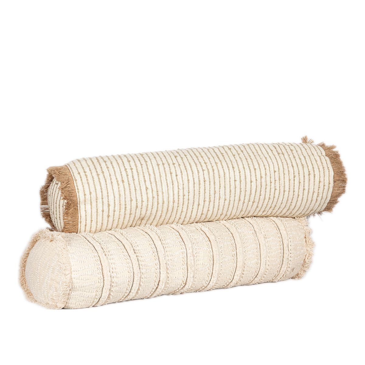 Almohadon Caramelo Curl Con Flecos - 67 X 18 Cm