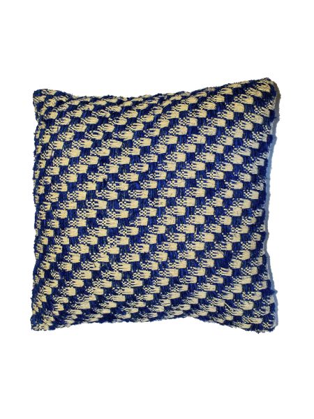Almohadón rústico corona azul