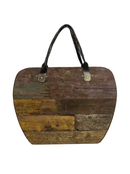 Bolso de madera con asa de cuero - IVSA - Venta de objetos de