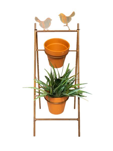 Macetero de pie pajarito para 2 macetas