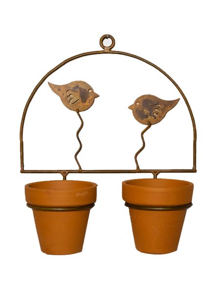 Macetero pajarito para dos macetas