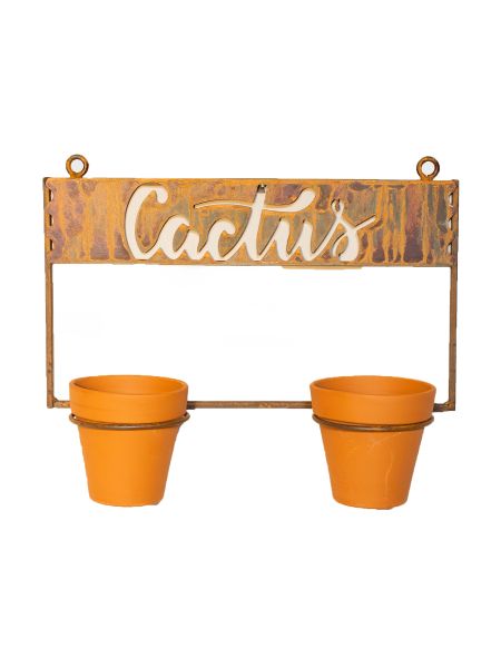 Macetero pared cactus con 2 macetas